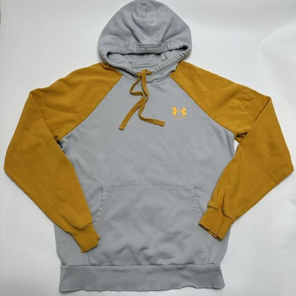 Under Armour Rival Fleece Hoodie Mens S Colorblock Pullover Raglan Sweatshirt - Picture 1 of 9